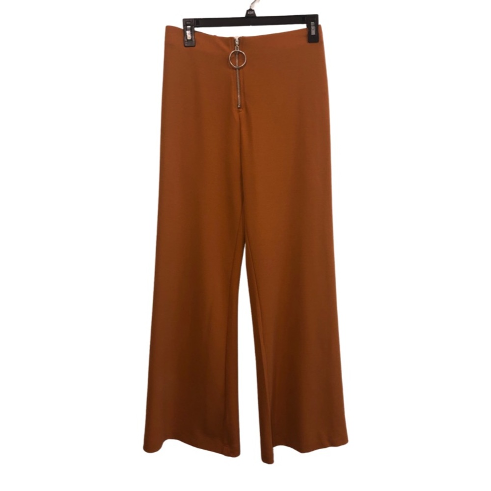 Orange Wide Leg Pants with cool zipper